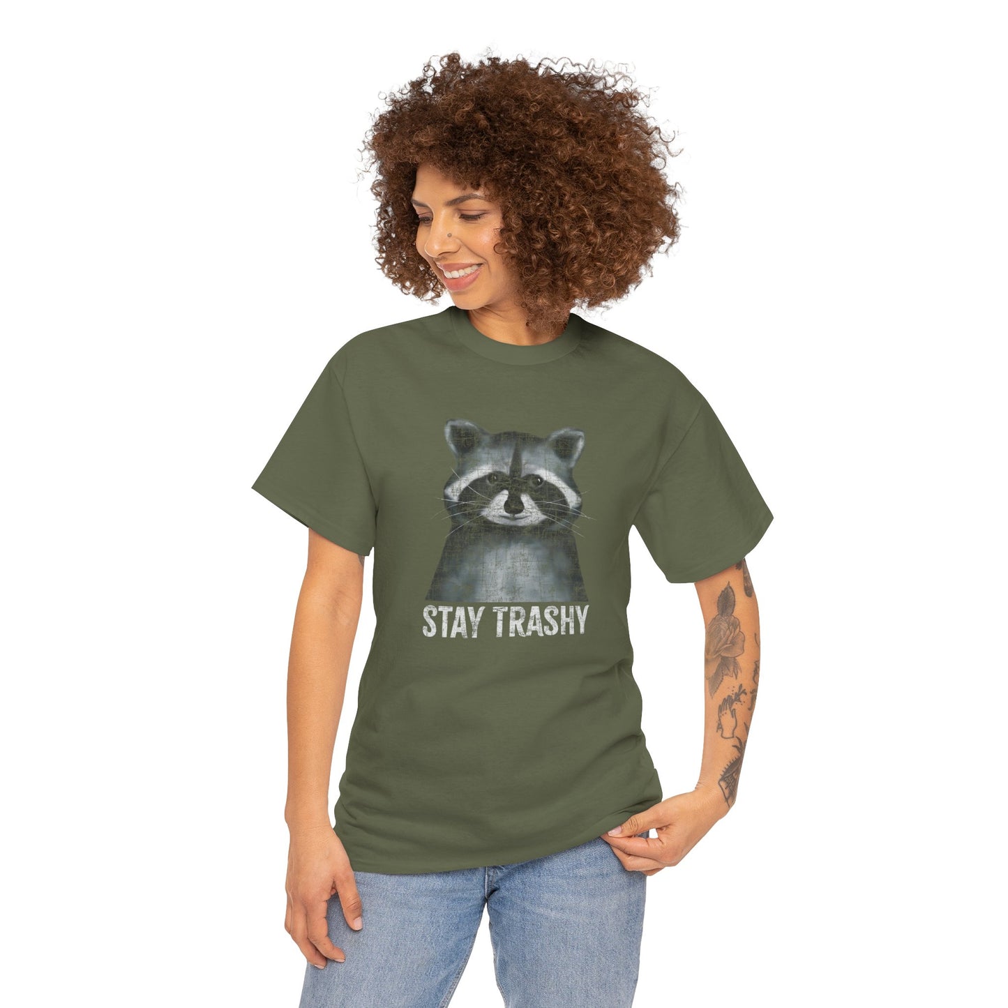 Stay Trashy Raccoon - Unisex Cotton T-Shirt