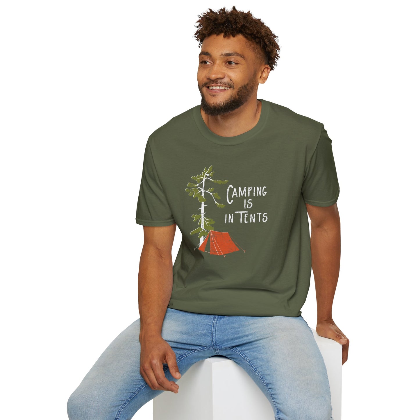 Camping is in Tents Unisex Softstyle T-Shirt