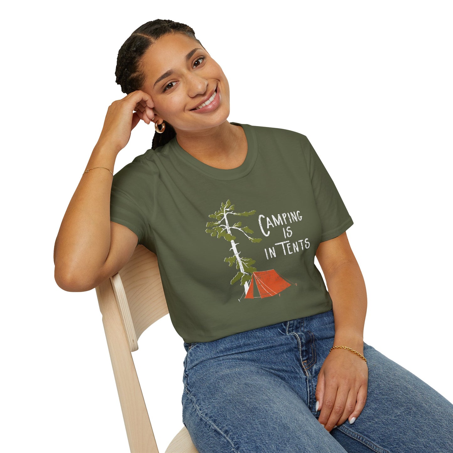 Camping is in Tents Unisex Softstyle T-Shirt