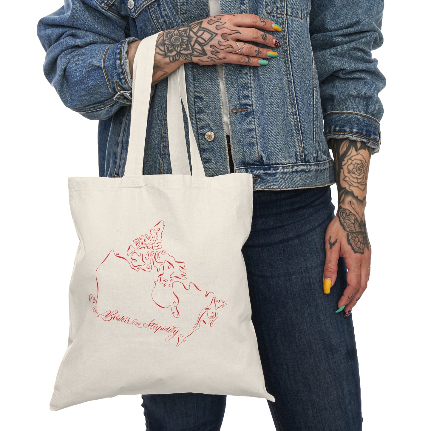 Borders on Stupidity Eco-Friendly Natural Tote Bag